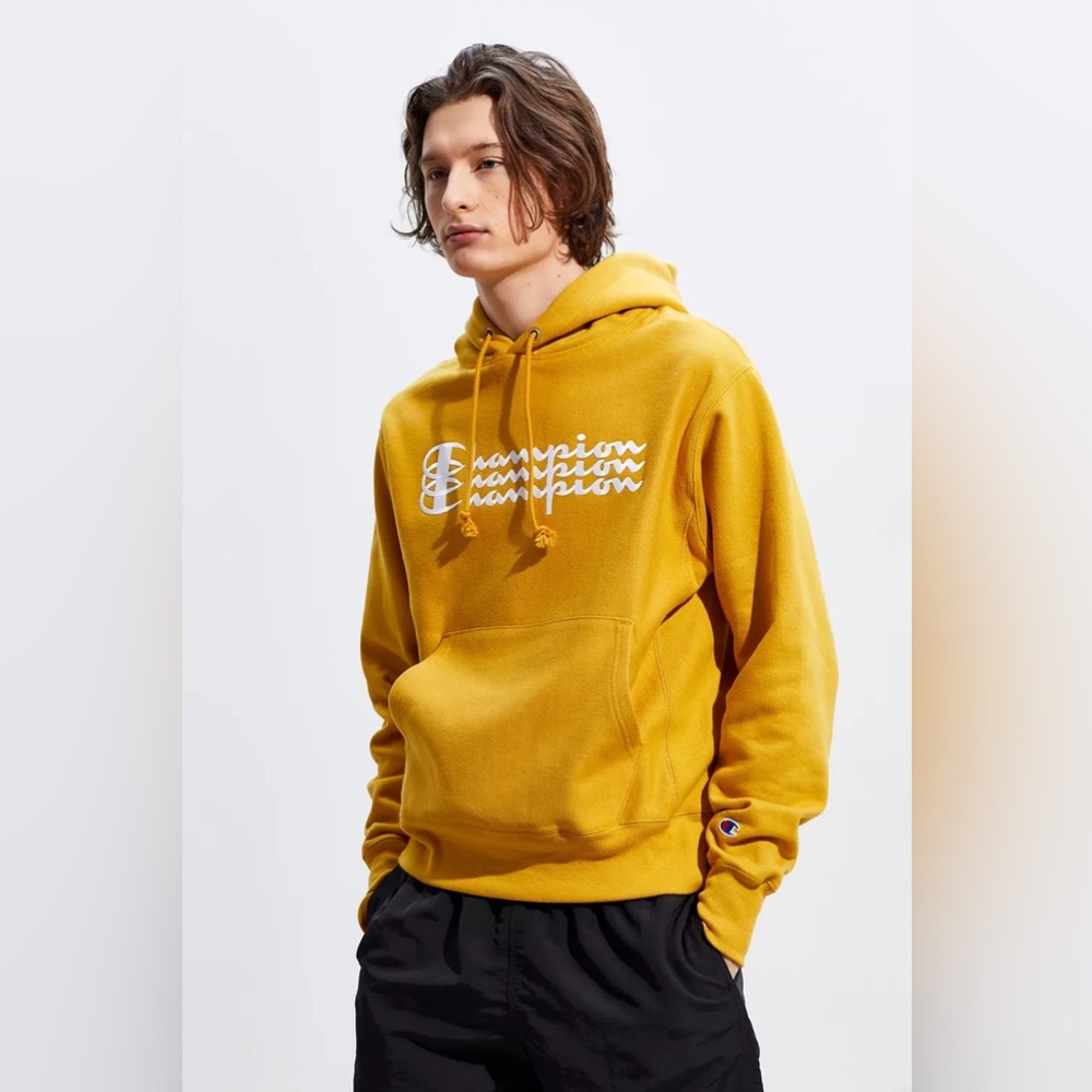 Vintage Champion mustard yellow limited edition triple script xl hoodie